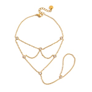 1 Piece Classic Lines Stainless Steel Gold Color Zircon Women's Chain Bracelets h5