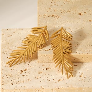 1 Pair Daily Leaf Stainless Steel  Gold Color  Women's Stud Earrings h5 Picture7