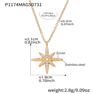 1 Piece Exquisite Series Elegant Star Stainless Steel Gold Color Zircon Women's Pendant Necklaces h5