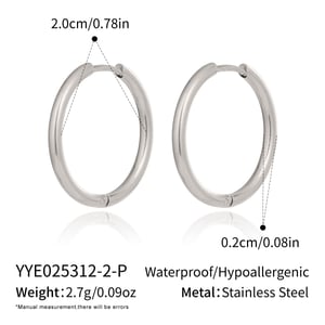 1 Pair Stainless Steel Gold Color Basic Hoop Earrings h5