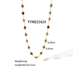 1 Piece Ethnic Beads Circle Stainless Steel Gold Color Natural Stone Women's Jewelry Sets h5 