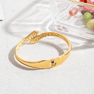 1 Piece Classic Hammer Pattern Stainless Steel Gold Color Women's Bangles h5 Picture5