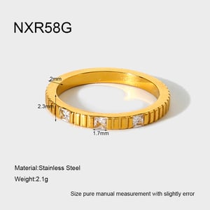 1-teiliger minimalistischer Ring aus Edelstahl in Goldfarbe mit schlichten Linien und Zirkonia h5 