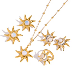 Klassische Sonne Edelstahl Gold Farbe Damen Schmuck Sets h5 Bild10