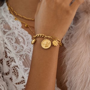 1 Piece Dazzling Angel Stainless Steel Gold Color Women's Charm Bracelets h5 Picture8