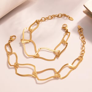 Minimalist Irregular Rectangular Shape Stainless Steel Gold Color Women's Jewelry Sets h5 Picture6