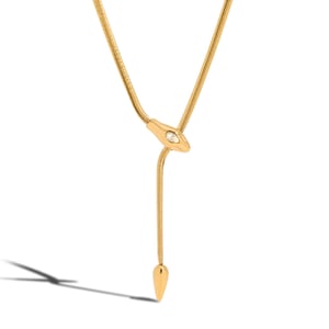 1 Piece Shinning Snake Stainless Steel Gold Color Women's Pendant Necklaces h5
