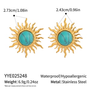 1 Piece Retro Sun Calaite Stainless Steel Gold Color Women's Jewelry Sets h5