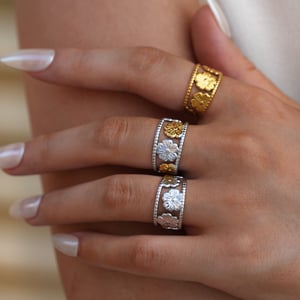 1 Piece Simple Elegant Flower Stainless Steel   Gold Color  Women's Statement Rings h5 Picture3