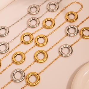 1 Piece Simple Circle Stainless Steel Gold Color Women's Long Necklaces h5 Picture5