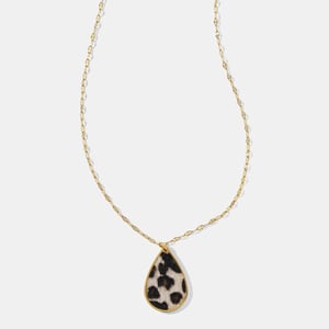 Droplet Leopard Print Stainless Steel Pendant Necklace h5 Picture2