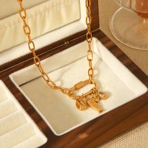 1 Piece Simple Fish Droplet Stainless Steel  Gold Color  Women's Pendant Necklaces h5 Picture3