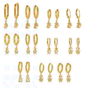 1 Pair Cute Monkey Stainless Steel Gold Color Zircon Women's Drop Earrings h5 Picture8