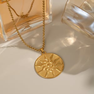 Sun Stainless Steel Gold Color Necklace Set h5 Picture3