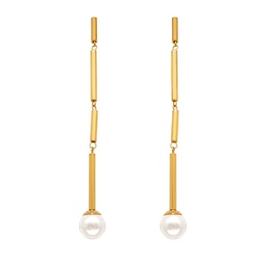 1 Piece Classic Lines Stainless Steel Gold Color Women's Dangle Earrings h5 Picture5