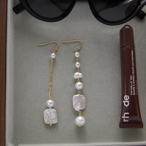 1 Pair Elegant Beads Stainless Steel Gold Color Women's Drop Earrings h5 Picture5