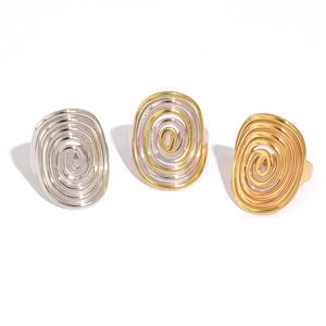 1 Piece Casual Circle Stainless Steel  Gold Color Women's Statement Rings h5 Picture6