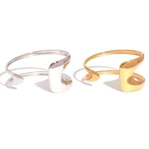 1 Piece Simple Irregular Shape Stainless Steel  Gold Color  Women's Bangles h5 Picture5