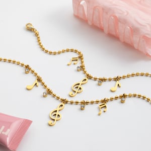 Designable Note Stainless Steel Gold Color Women's Jewelry Sets h5 Picture8