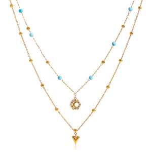 1 Piece Romantic Heart Moon Stainless Steel Gold Color Women's Layered Necklaces h5