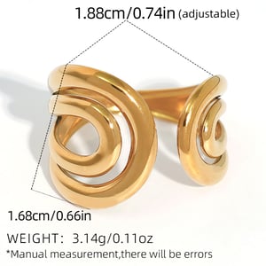 1 Stück Retro unregelmäßige Form ausgehöhlte Edelstahl Statement Ringe für Damen h5 Bild2