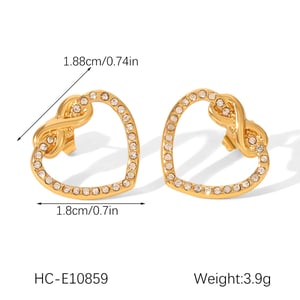 1 Pair Simple Daily Heart Stainless Steel  Gold Color  Zircon Women's Stud Earrings h5 Picture2