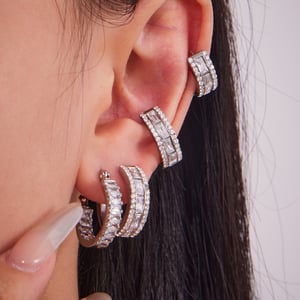 1 Pair Luxurious Stainless Steel Gold Color Zircon Women's Hoop Earrings h5 Picture4