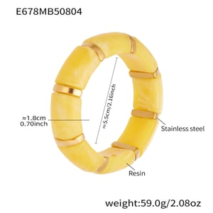 1 Piece Stylish Series Annular Shape Resin Gold Color Women's Bangles h5 