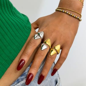 1 Piece  Daily Irregular Shape Stainless Steel Woemn's Statement Rings h5 Picture4