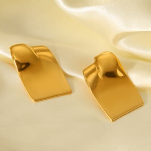 1 Pair Daily Rectangle Stainless Steel  Gold Color  Women's Stud Earrings h5 Picture9