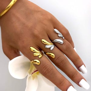 1 Piece Simple Irregular Shape Stainless Steel  Gold Color Woemn's  Statement Rings h5 Picture6