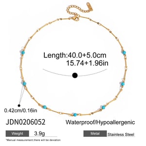 1 Piece Classic Calaite Stainless Steel Gold Color Natural Stone Women's Chain Necklaces h5 Picture2