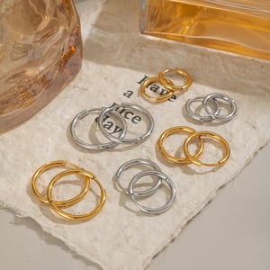 1 Pair Stainless Steel Gold Color Basic Hoop Earrings h5 Picture4