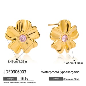 Sweet Flower Stainless Steel Gold Color Women's Jewelry Sets h5