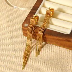 1 Pair Simple Daily Tassel Stainless Steel   Gold Color  Women's Drop Earrings h5 Picture6