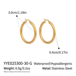 1 Pair Circle Stainless Steel Gold Color Basic Hoop Earrings h5