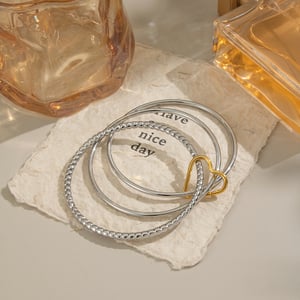 1 Piece Stainless Steel Mixed Color Heart Buckle Bangle h5 Picture2