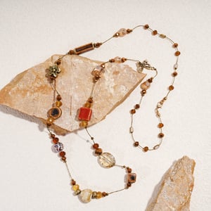 1 Piece Retro Flower Irregular Shape Ceramics Long Necklace h5 Picture4