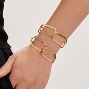 Simple Squircle Stainless Steel Gold Color Women's Jewelry Sets h5 Picture4