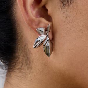 1 Pair Natural Flower Stainless Steel Gold Color Women's Stud Earrings h5 Picture4