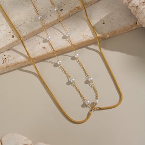 1 Piece Stainless Steel Gold Color Pearl Layered Necklace h5 Picture4