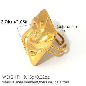 1 Piece Simple Retro Rectangle Stainless Steel Women's Statement Rings h5 