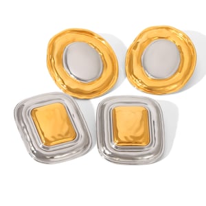 1 Pair  Mixed Gold Color And Silver Colors Stainless Steel  Women's Stud Earrings h5 Picture6