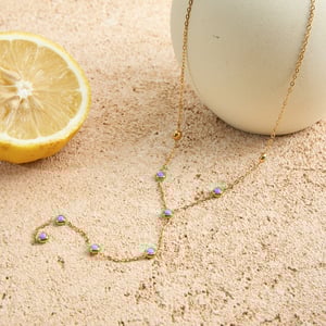 1 Piece Minimalist Circle Stainless Steel Gold Color Natural Stone Women's Pendant Necklaces h5 Picture5