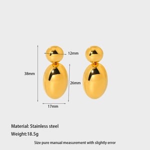 1 Pair Drop Shape Stainless Steel Gold Color Stud Earrings h5
