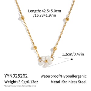 1 Piece Shell Flower Stainless Steel Gold Color Charm Necklace h5