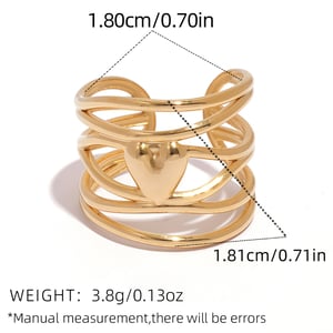 1 Piece Simple  Retro Irregular Shape Heart Stainless Steel  Women's Statement Rings h5 Picture2