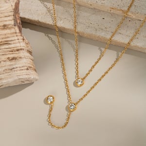 1 Piece Luxurious Tassel Circle Stainless Steel Gold Color Zircon Women's Pendant Necklaces h5 Picture2