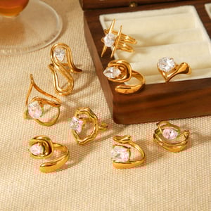 1 Piece Luxurious  Irregular Shape Stainless Steel  Zircon Women's Gemstone Rings h5 Picture4