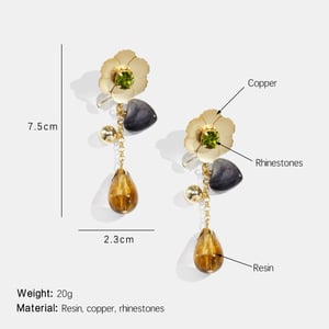 1 Pair Retro Flower Heart Resin Bead Dangle Earrings h5 Picture2